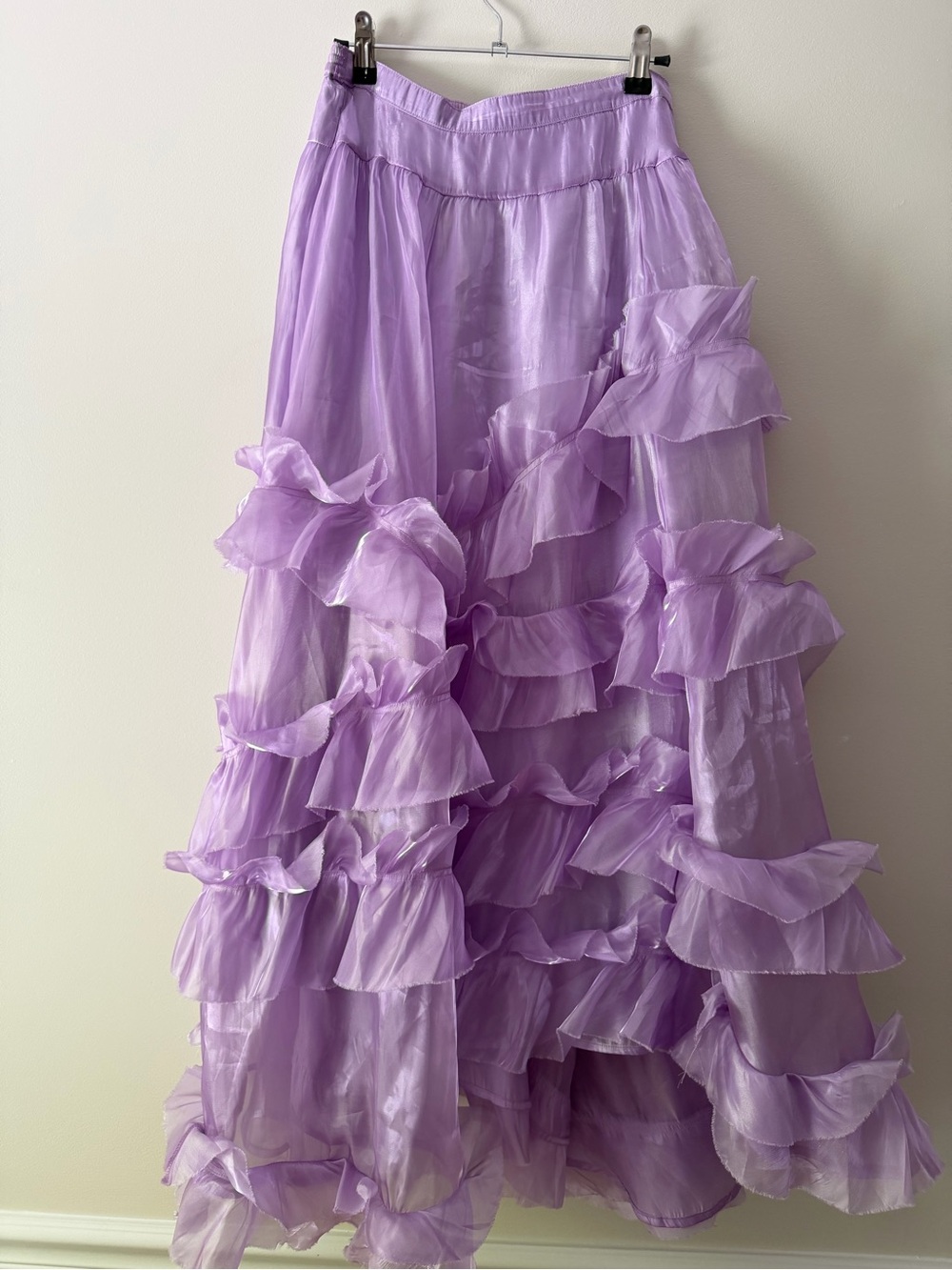 Free People Chevelle Lavender Ruffle Layered Maxi Skirt